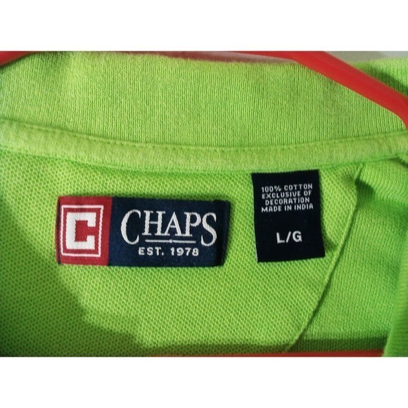 Men's Chaps Polo Green Shirt Size Large - Picture 10 of 16